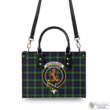 Sutherland Tartan Luxury Leather Handbags with Family Crest - Tartan Vibes Clothing