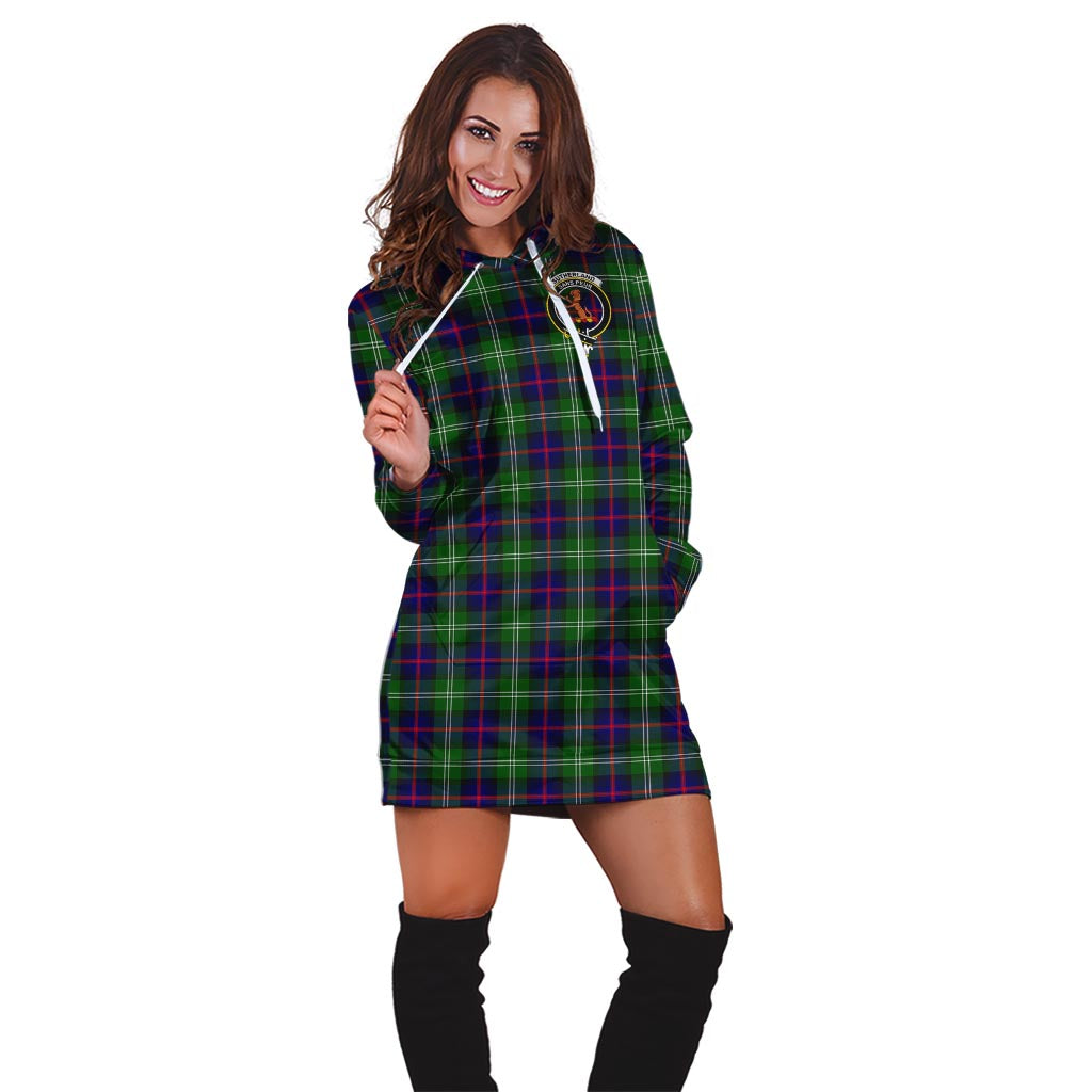 Sutherland Tartan Hoodie Dress with Family Crest - Tartan Vibes Clothing