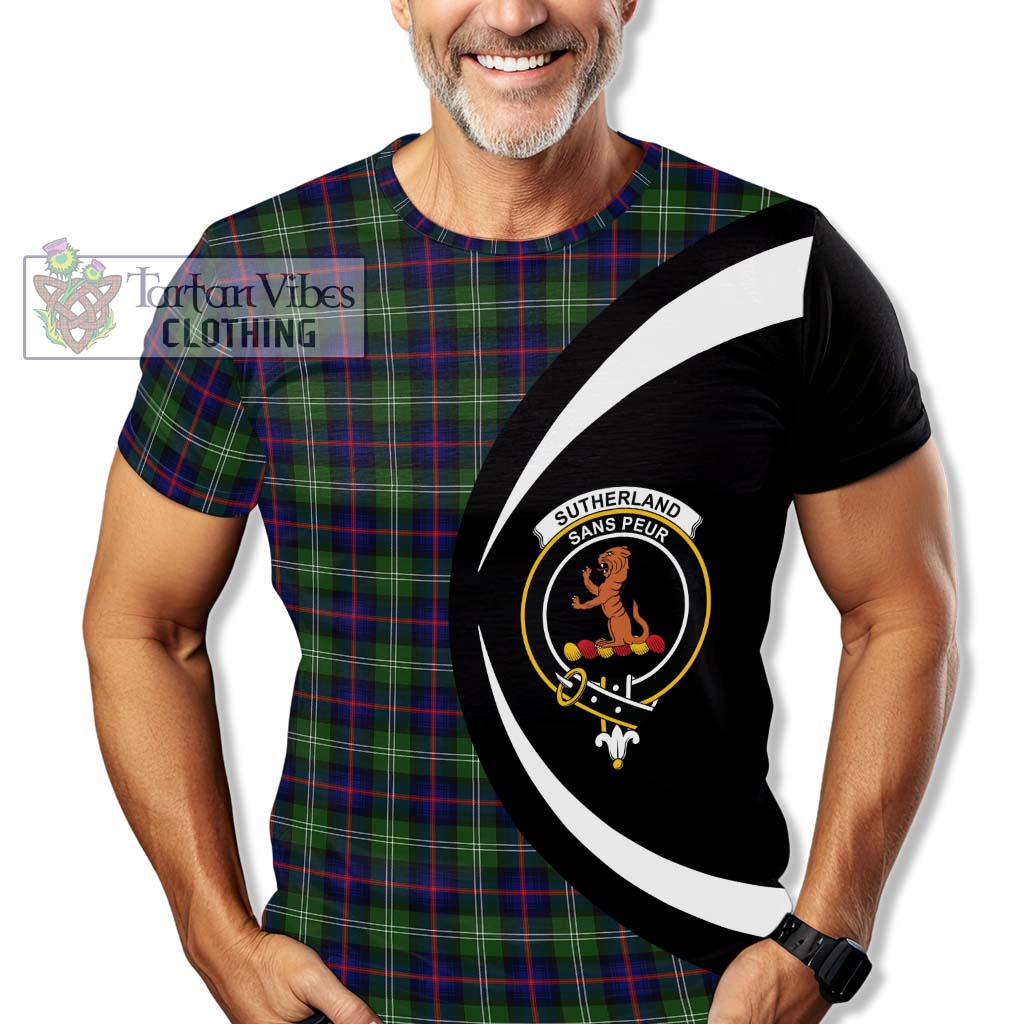 Tartan Vibes Clothing Sutherland Modern Tartan T-Shirt with Family Crest Circle Style