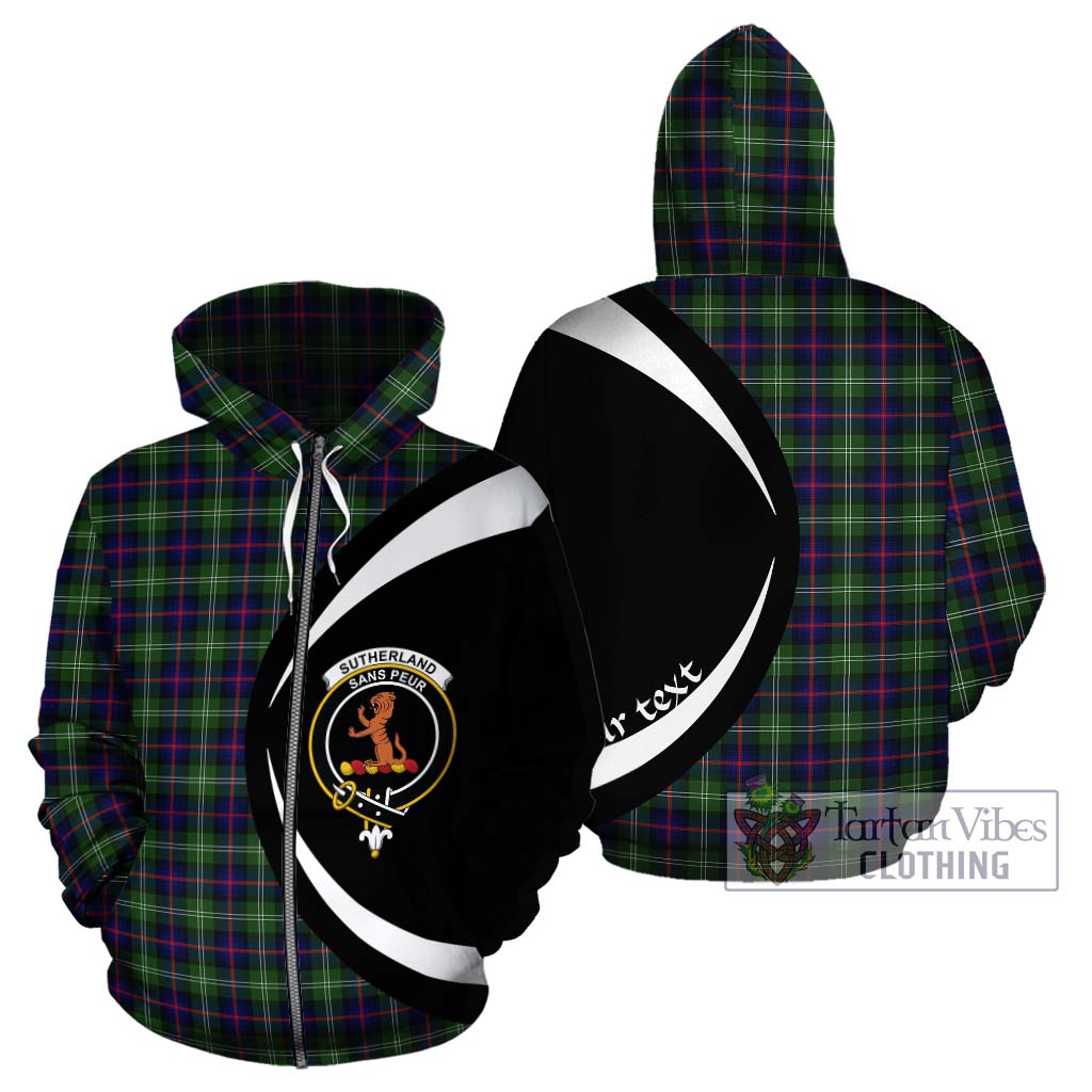 Sutherland Tartan Hoodie with Family Crest Circle Style - Tartan Vibes Clothing