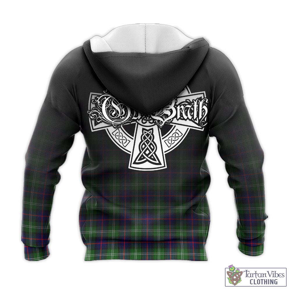 Tartan Vibes Clothing Sutherland Modern Tartan Knitted Hoodie Featuring Alba Gu Brath Family Crest Celtic Inspired