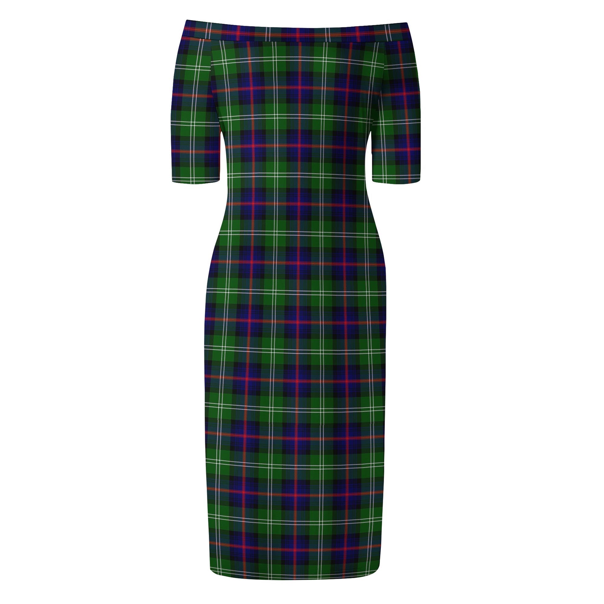 Sutherland Modern Tartan Off Shoulder Lady Dress - Tartanvibesclothing