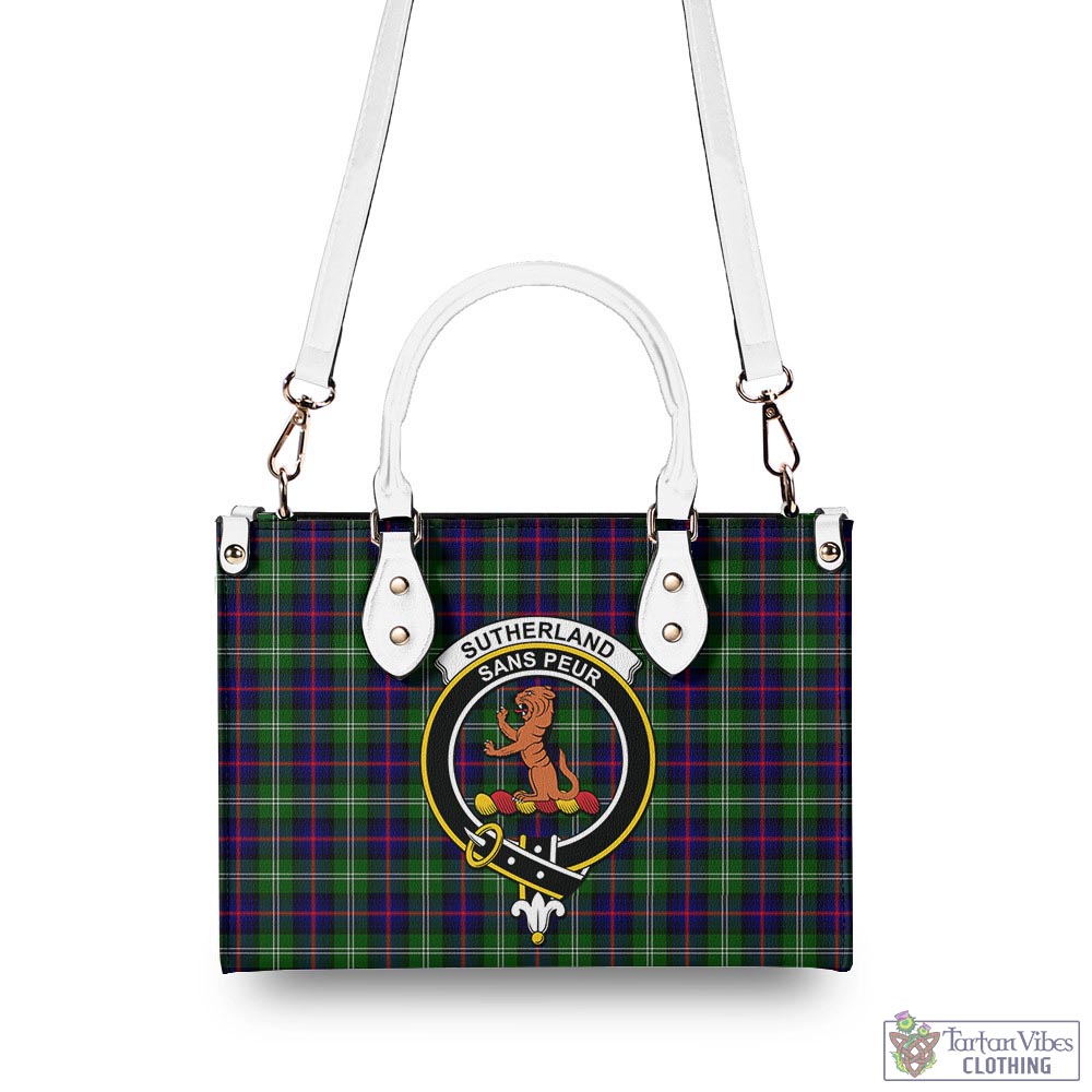 Tartan Vibes Clothing Sutherland Modern Tartan Luxury Leather Handbags with Family Crest