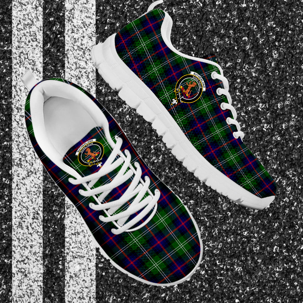 Sutherland Tartan Sneakers with Family Crest - Tartan Vibes Clothing