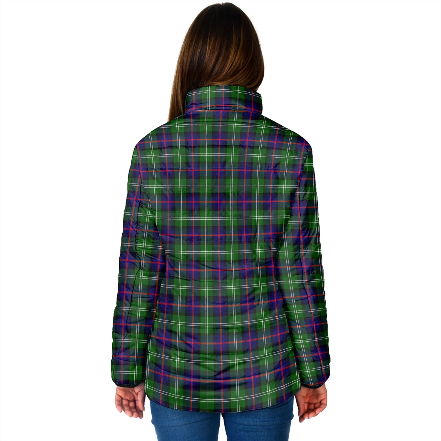 Sutherland Tartan Padded Jacket with Family Crest - Tartan Vibes Clothing