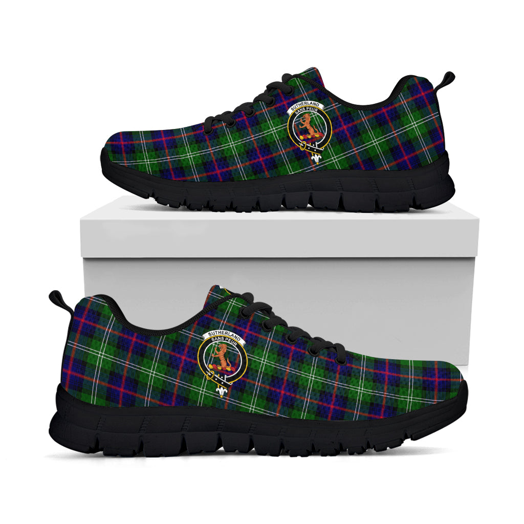 Sutherland Tartan Sneakers with Family Crest - Tartan Vibes Clothing