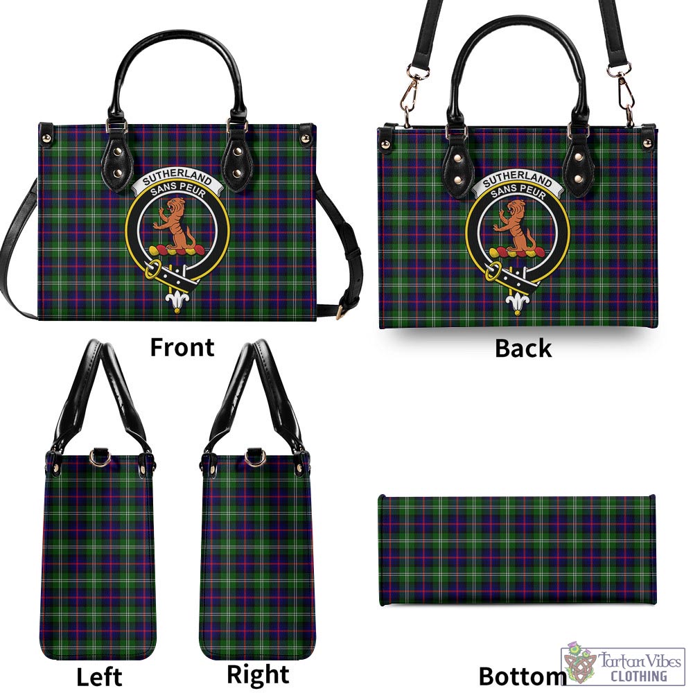 Tartan Vibes Clothing Sutherland Modern Tartan Luxury Leather Handbags with Family Crest