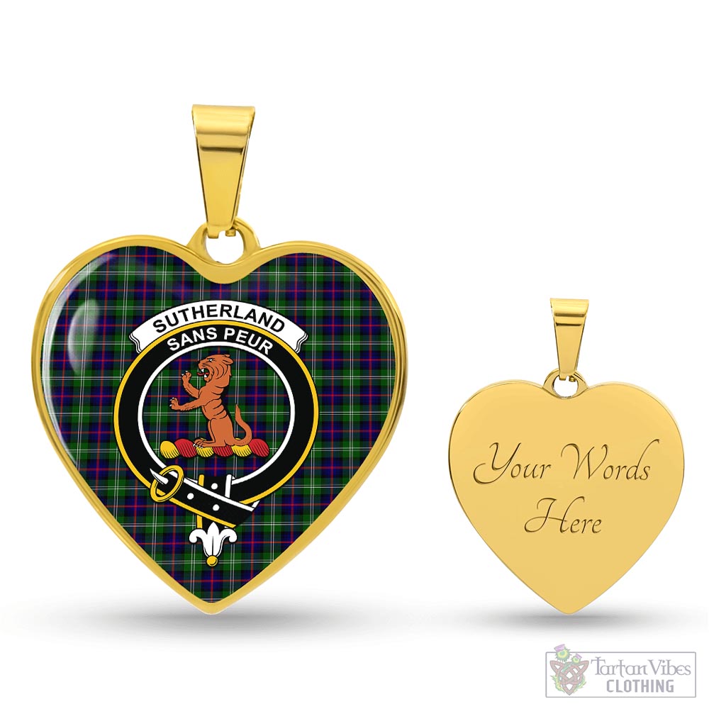 Sutherland Tartan Heart Necklace with Family Crest Luxury Necklace (Gold) Yes - Tartan Vibes Clothing