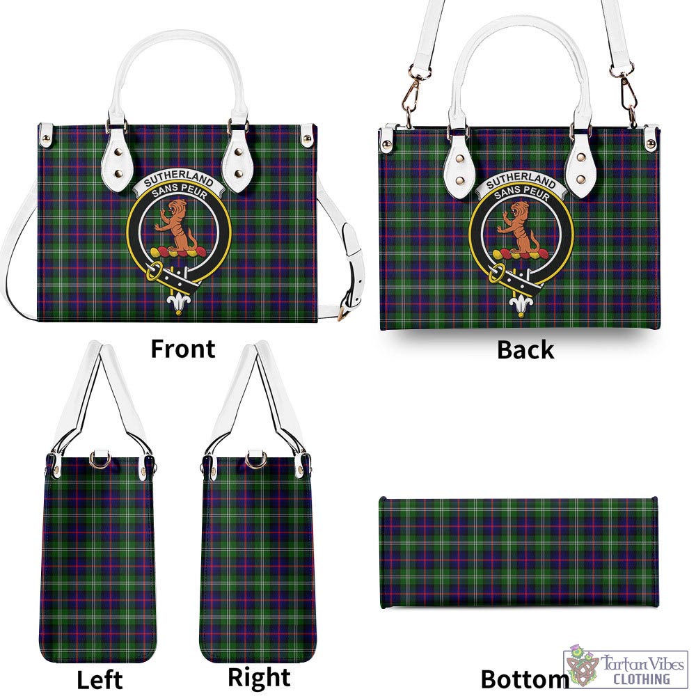 Tartan Vibes Clothing Sutherland Modern Tartan Luxury Leather Handbags with Family Crest