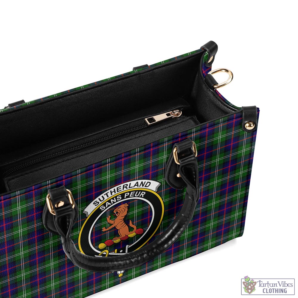 Tartan Vibes Clothing Sutherland Modern Tartan Luxury Leather Handbags with Family Crest