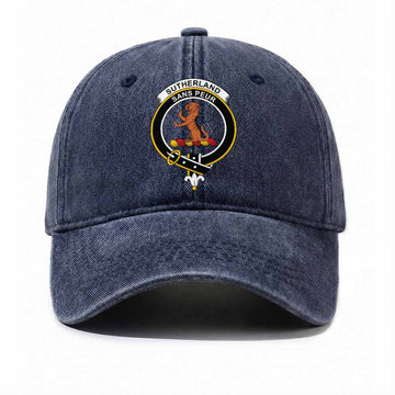 Sutherland Scottish Clan Crest Washed Baseball Cap One Size (Adjustable) Navy - Tartan Vibes Clothing