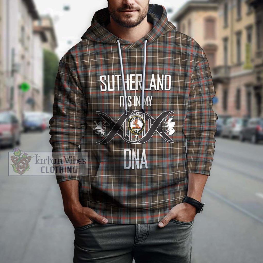 Sutherland Weathered Tartan Hoodie with Family Crest DNA In Me Style Pullover Hoodie - Tartanvibesclothing Shop