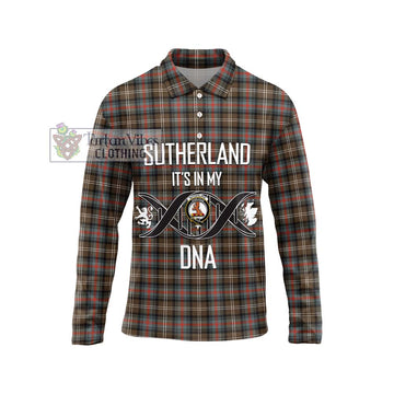 Sutherland Weathered Tartan Long Sleeve Polo Shirt with Family Crest DNA In Me Style