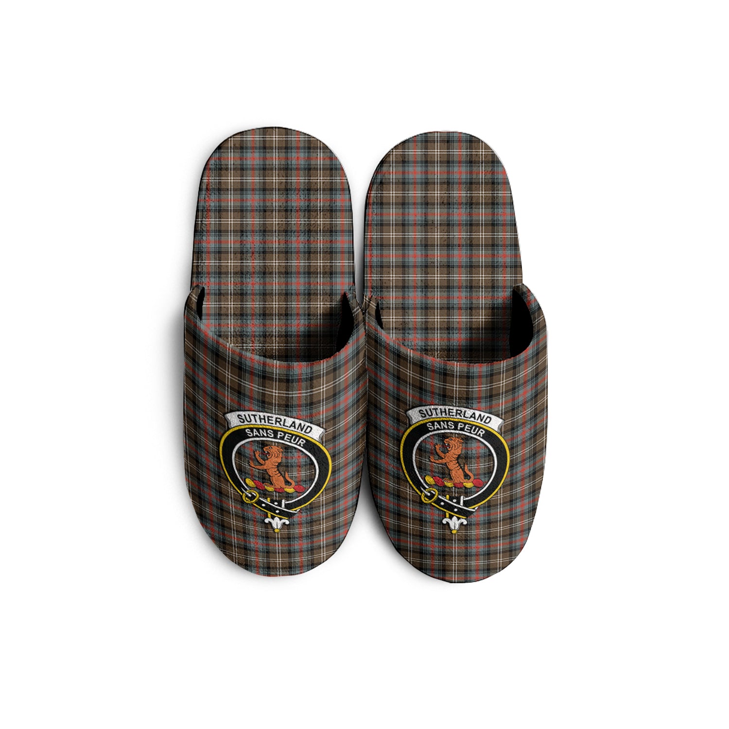 Sutherland Weathered Tartan Home Slippers with Family Crest KIDS - Tartan Vibes Clothing