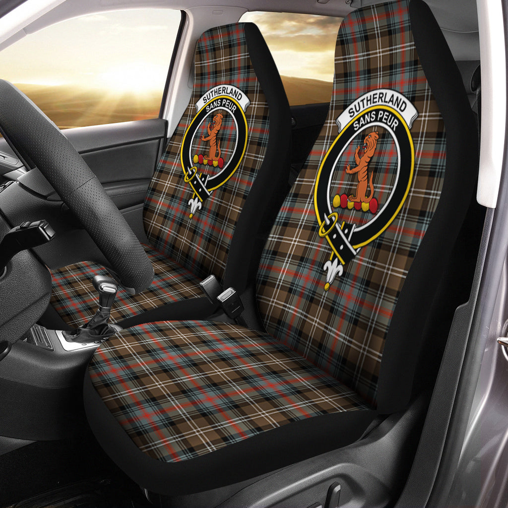 Sutherland Weathered Tartan Car Seat Cover with Family Crest One Size - Tartanvibesclothing