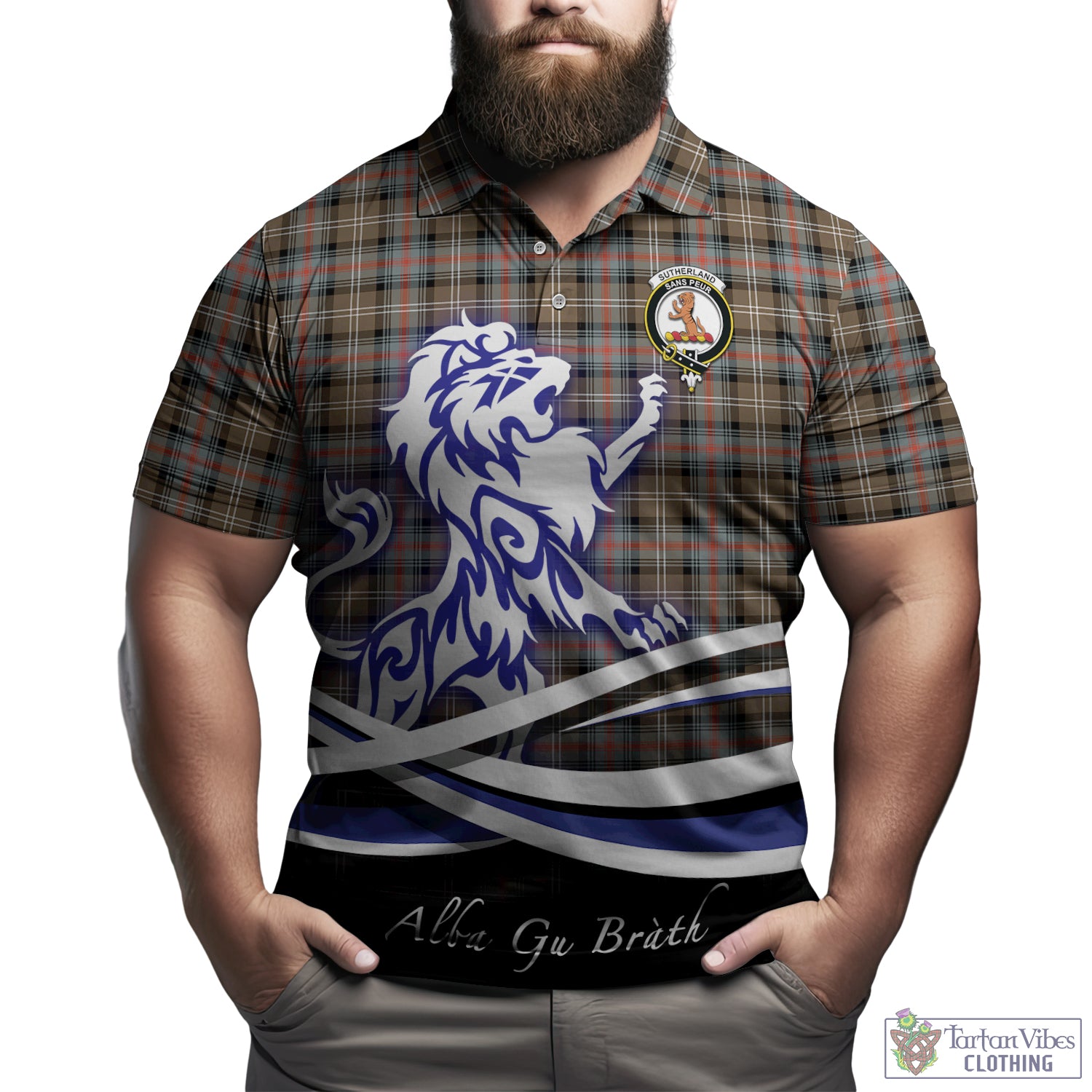 sutherland-weathered-tartan-polo-shirt-with-alba-gu-brath-regal-lion-emblem