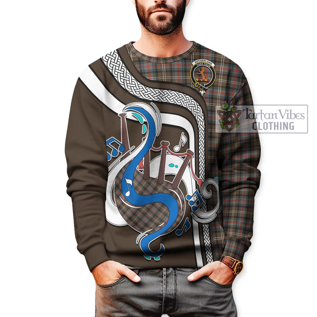 Tartan Vibes Clothing Sutherland Weathered Tartan Sweatshirt with Epic Bagpipe Style