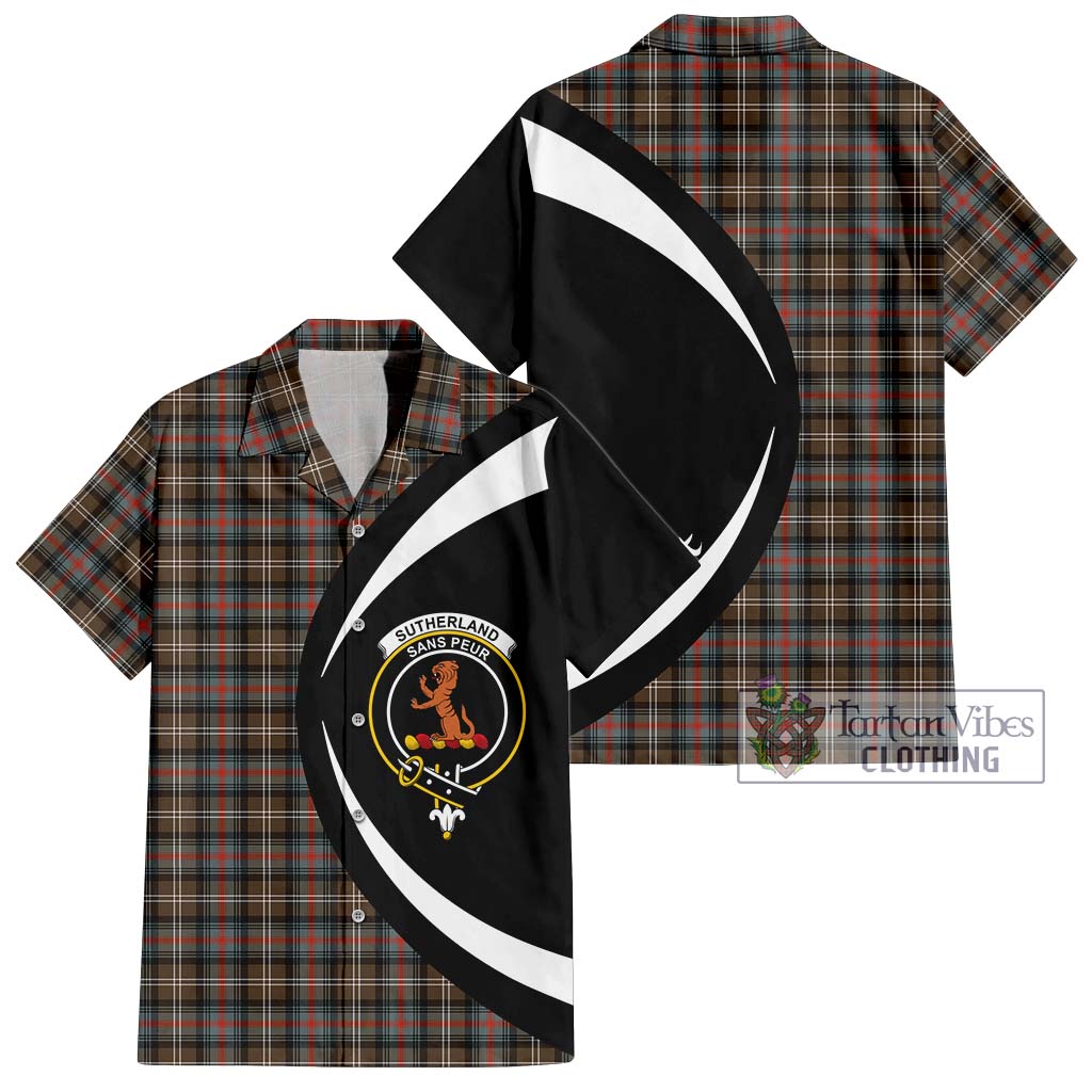 Sutherland Weathered Tartan Short Sleeve Button Up with Family Crest Circle Style Kid - Tartan Vibes Clothing