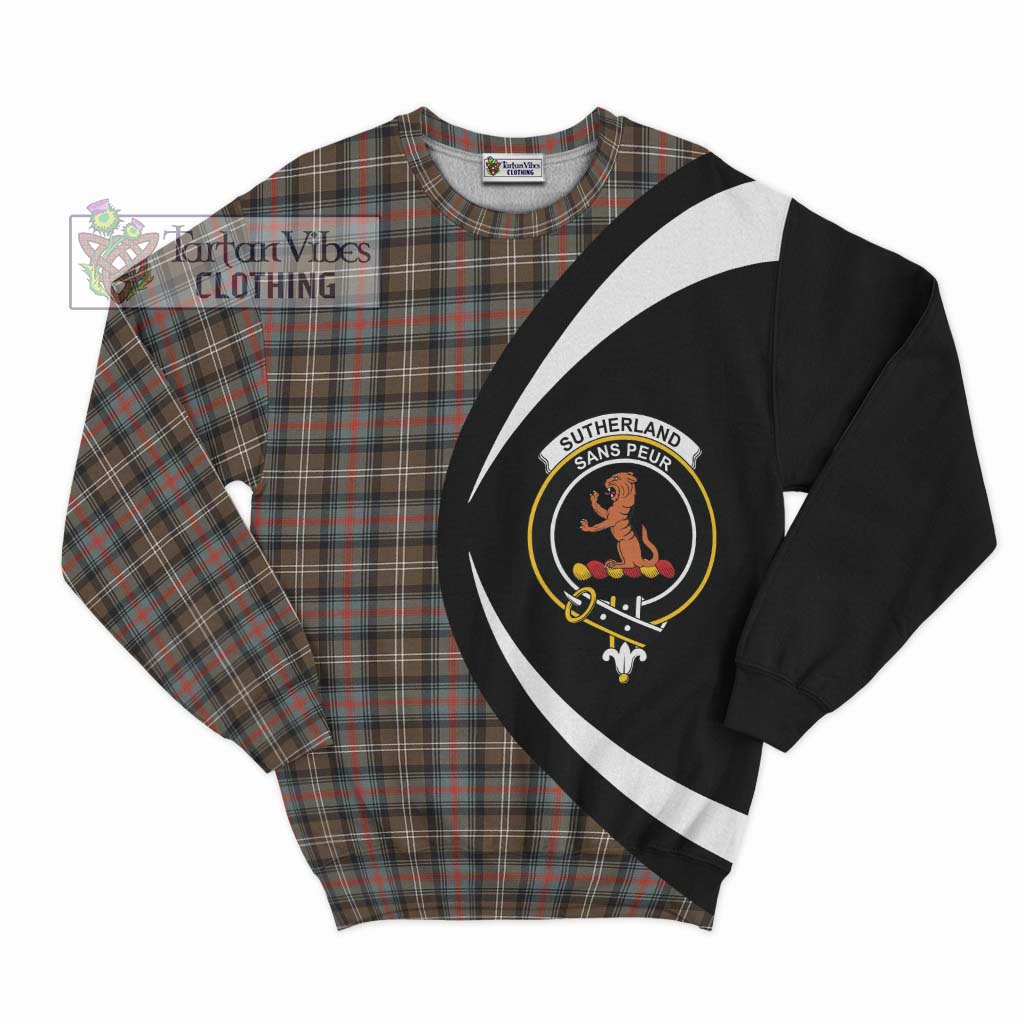 Sutherland Weathered Tartan Sweatshirt with Family Crest Circle Style Unisex - Tartan Vibes Clothing