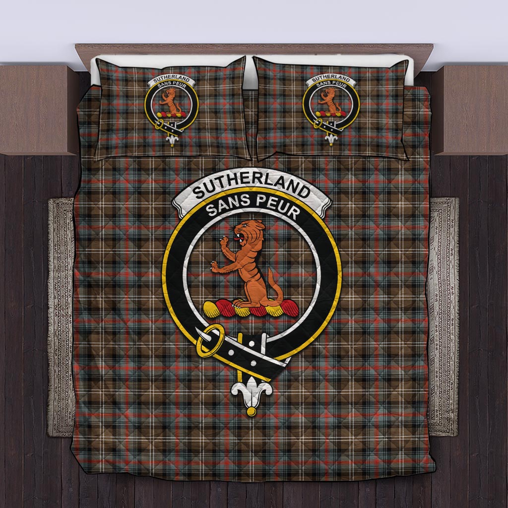 Sutherland Weathered Tartan Quilt Bed Set with Family Crest Twin - Tartan Vibes Clothing