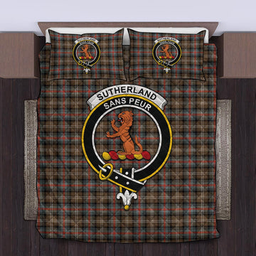 Sutherland Weathered Tartan Quilt Bed Set with Family Crest