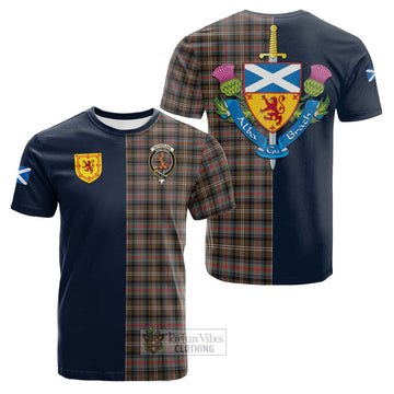 Sutherland Weathered Tartan Cotton T-shirt with Scottish Lion Royal Arm Half Style