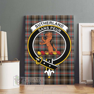 Sutherland Weathered Tartan Canvas Print Wall Art with Family Crest