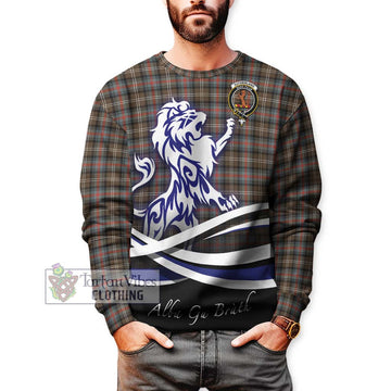 Sutherland Weathered Tartan Sweatshirt with Alba Gu Brath Regal Lion Emblem