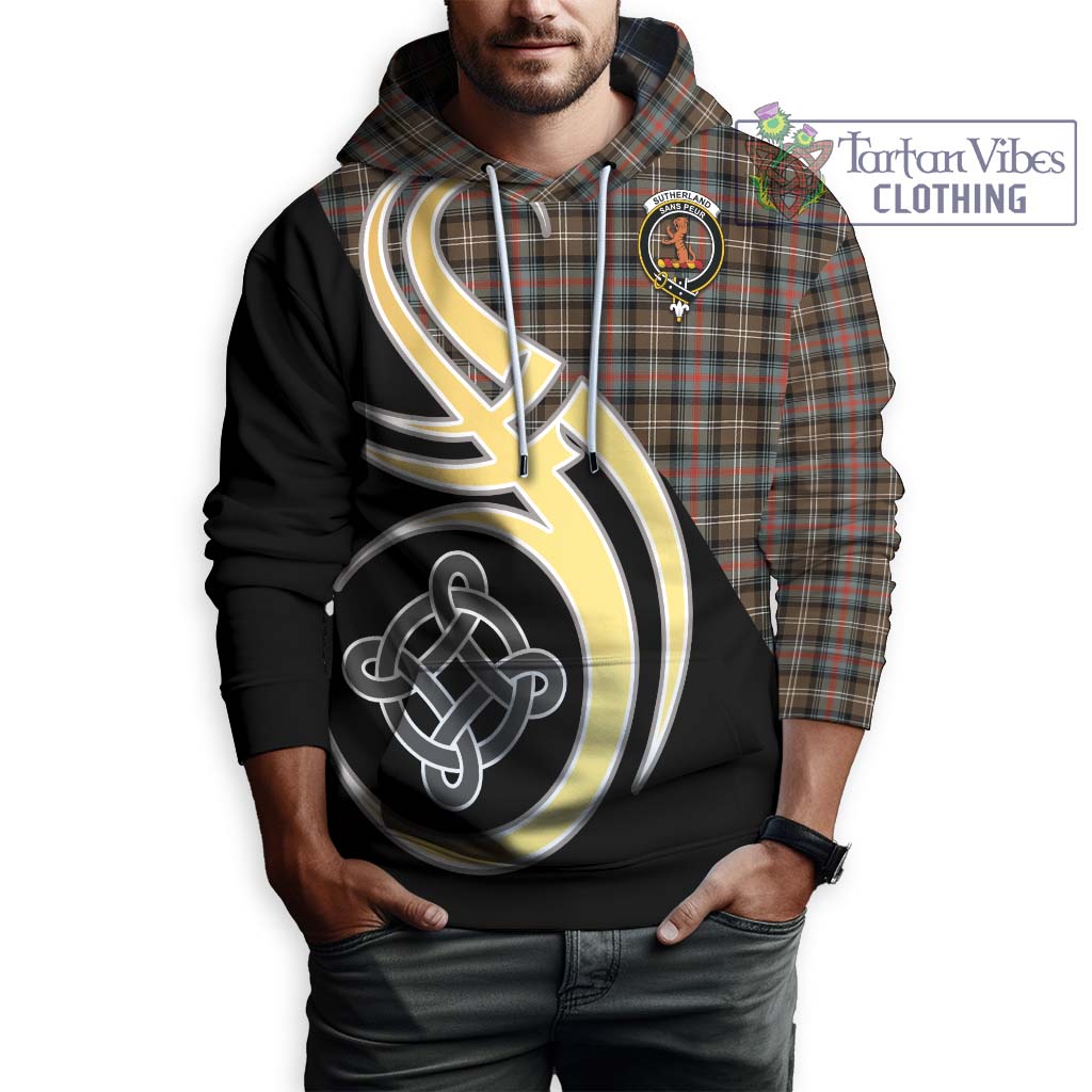 Sutherland Weathered Tartan Hoodie with Family Crest and Celtic Symbol Style Zip Hoodie - Tartan Vibes Clothing