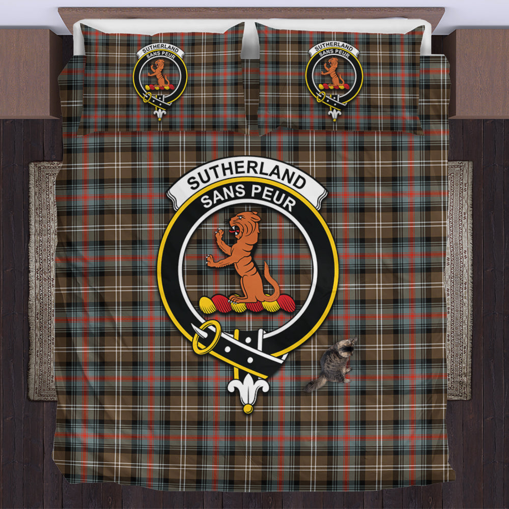 Sutherland Weathered Tartan Bedding Set with Family Crest US Bedding Set - Tartan Vibes Clothing