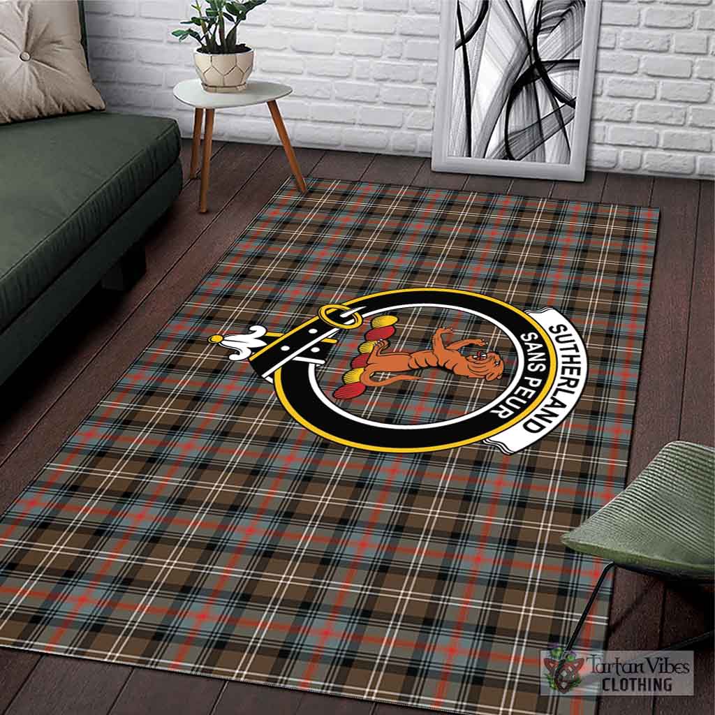 Tartan Vibes Clothing Sutherland Weathered Tartan Area Rug with Family Crest