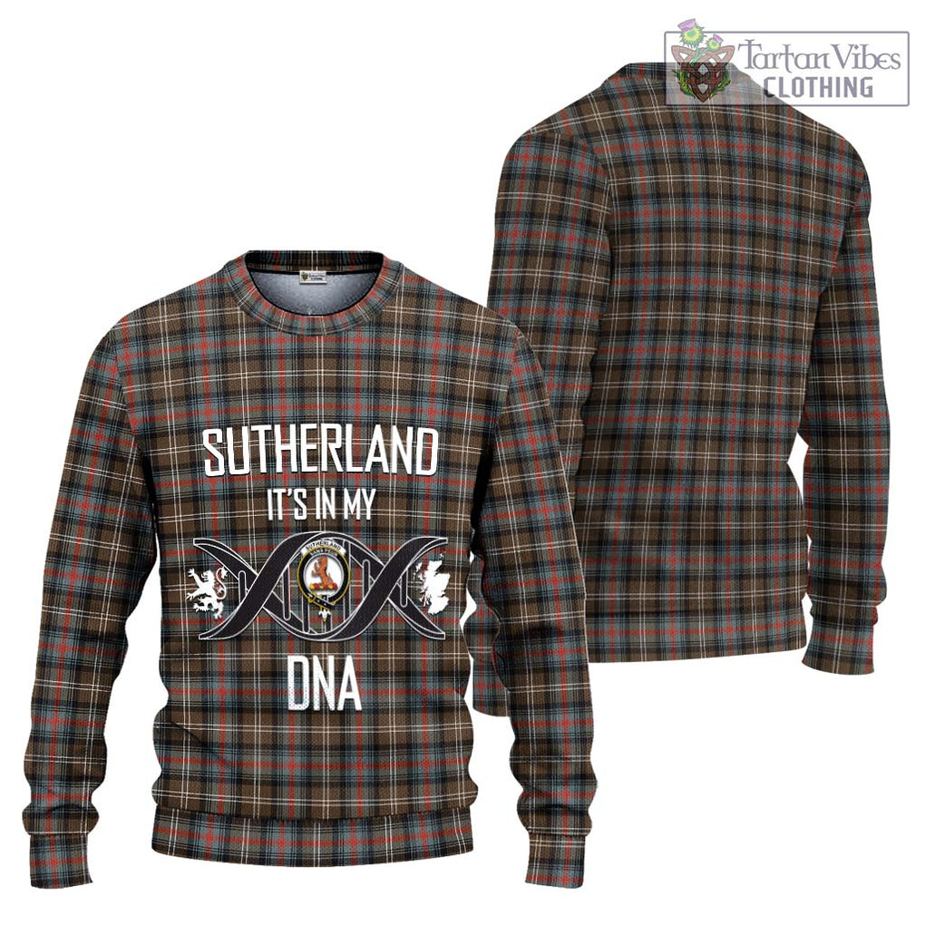 Sutherland Weathered Tartan Knitted Sweater with Family Crest DNA In Me Style Unisex - Tartanvibesclothing Shop