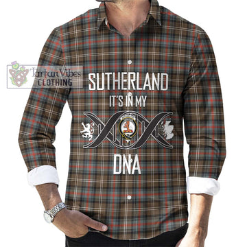 Sutherland Weathered Tartan Long Sleeve Button Shirt with Family Crest DNA In Me Style