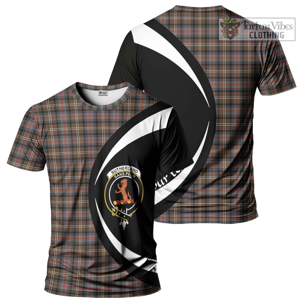 Tartan Vibes Clothing Sutherland Weathered Tartan T-Shirt with Family Crest Circle Style