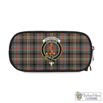 Sutherland Weathered Tartan Pen and Pencil Case with Family Crest