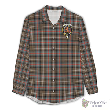 Sutherland Weathered Tartan Women's Casual Shirt with Family Crest