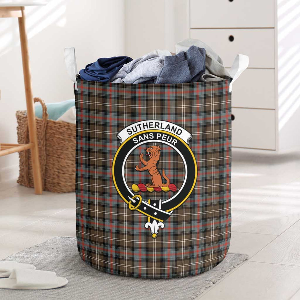 Sutherland Weathered Tartan Laundry Basket with Family Crest One Size - Tartanvibesclothing Shop