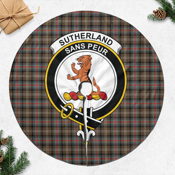 Sutherland Weathered Tartan Christmas Tree Skirt with Family Crest