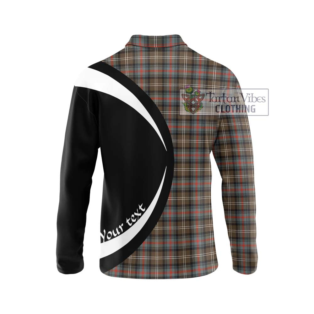 Sutherland Weathered Tartan Long Sleeve Polo Shirt with Family Crest Circle Style - Tartan Vibes Clothing