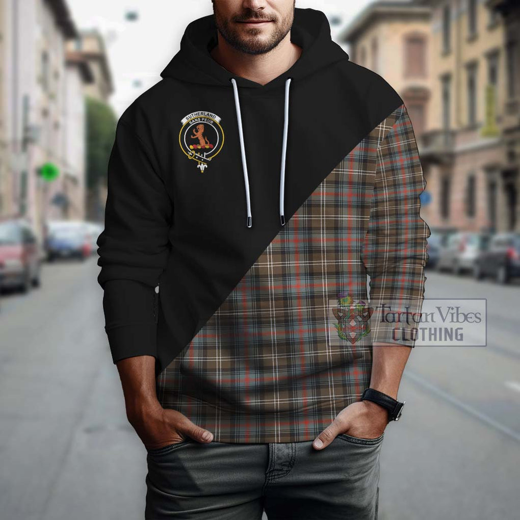 Sutherland Weathered Tartan Hoodie with Family Crest and Military Logo Style - Tartanvibesclothing Shop