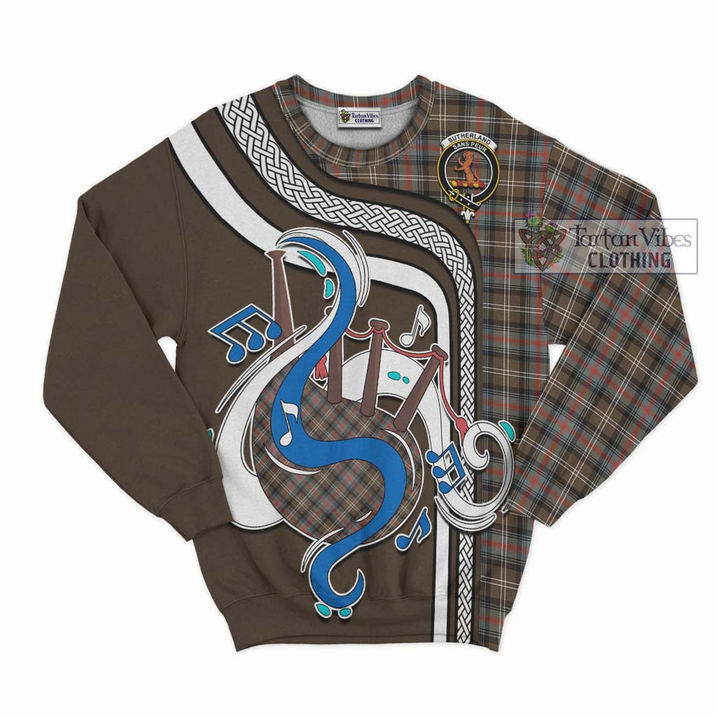 Tartan Vibes Clothing Sutherland Weathered Tartan Sweatshirt with Epic Bagpipe Style