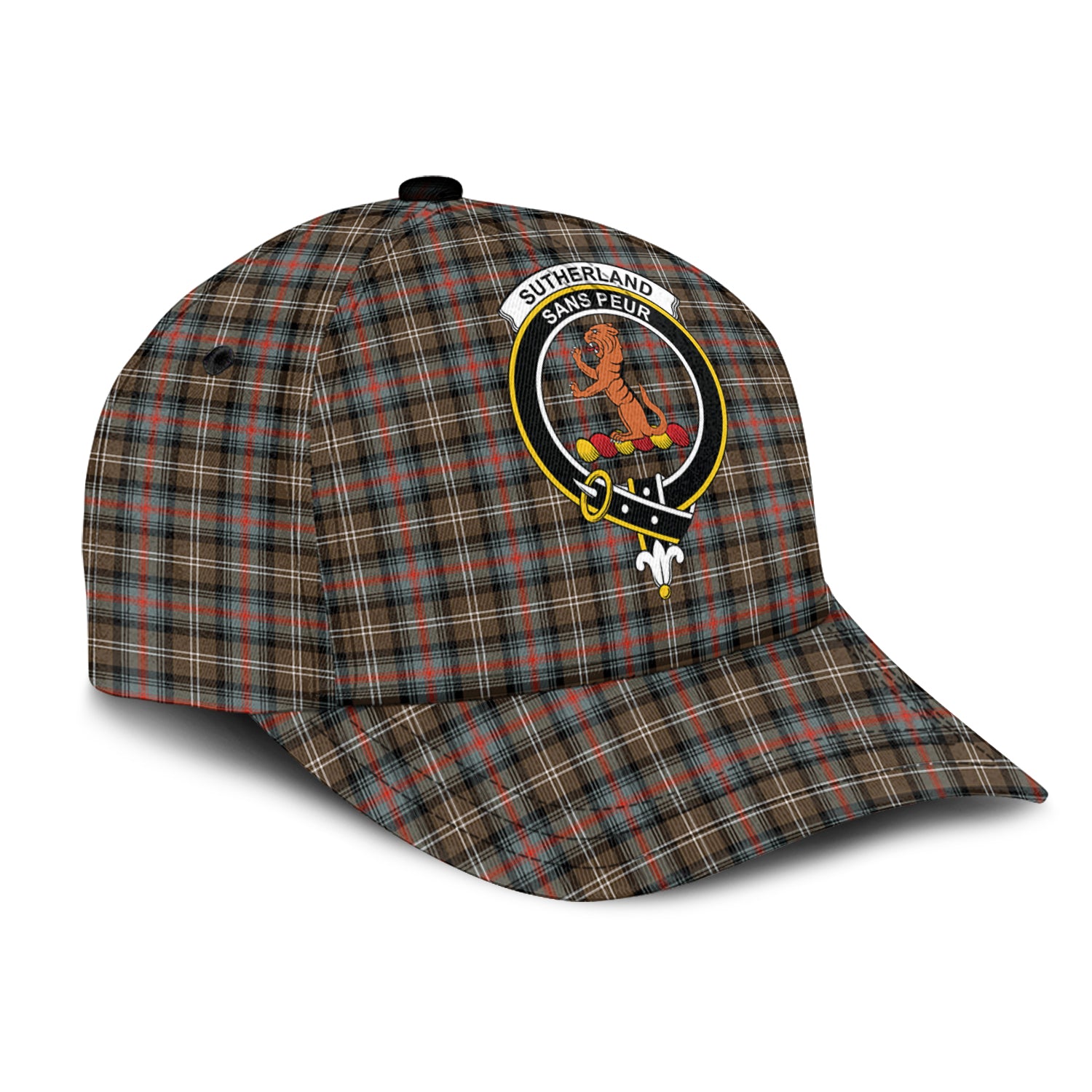 Sutherland Weathered Tartan Classic Cap with Family Crest - Tartan Vibes Clothing