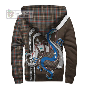 Sutherland Weathered Tartan Sherpa Hoodie with Epic Bagpipe Style