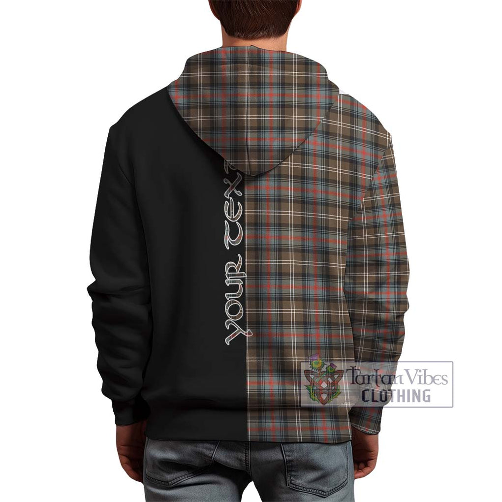 Sutherland Weathered Tartan Hoodie with Family Crest and Half Of Me Style - Tartanvibesclothing Shop