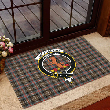 Sutherland Weathered Tartan Door Mat with Family Crest