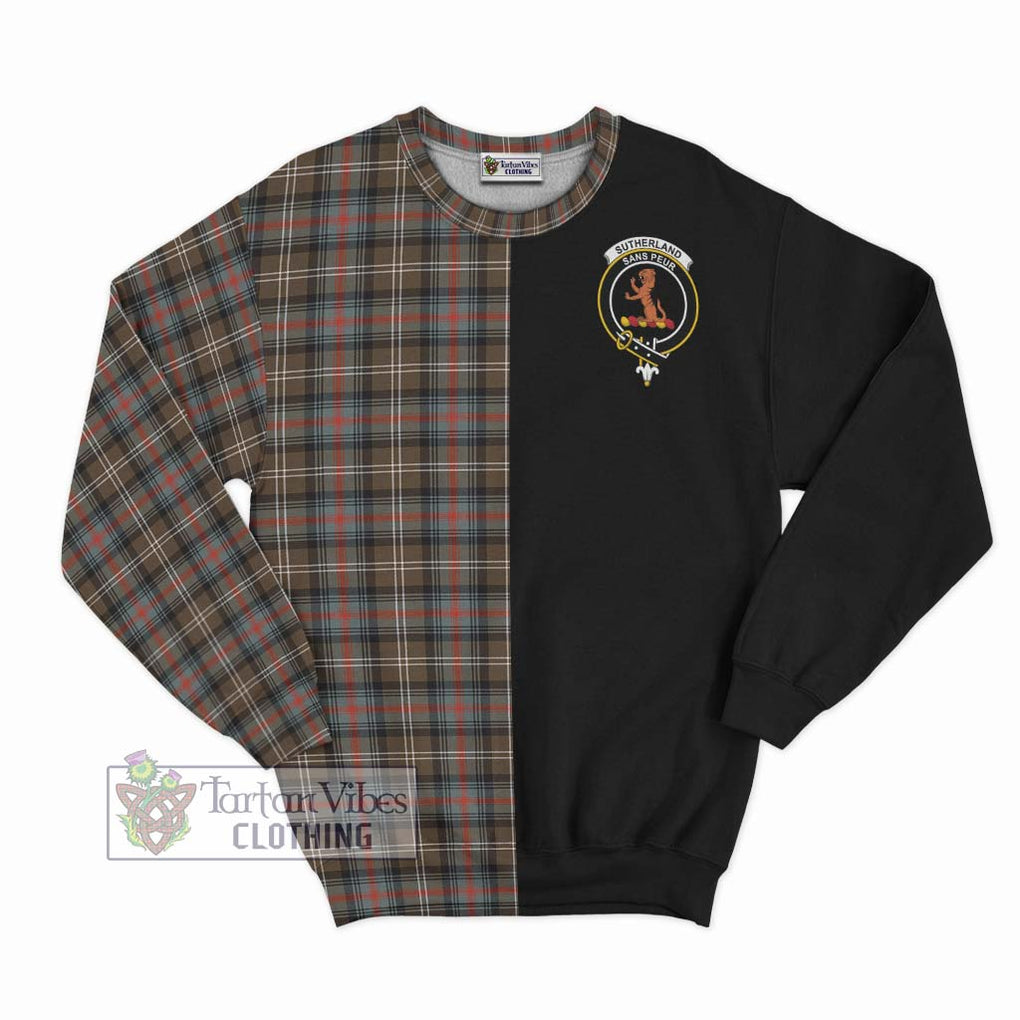 Sutherland Weathered Tartan Sweatshirt with Family Crest and Half Of Me Style - Tartanvibesclothing Shop