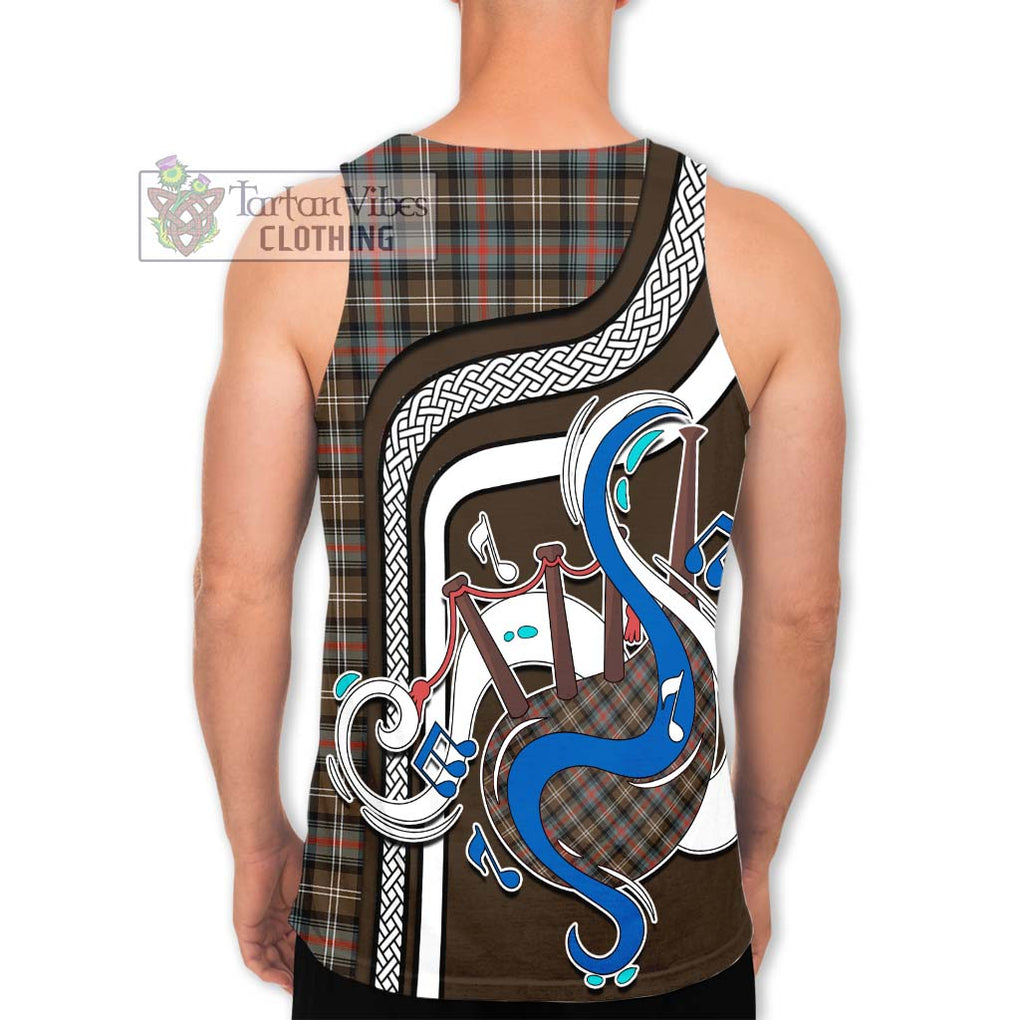 Sutherland Weathered Tartan Men's Tank Top with Epic Bagpipe Style - Tartanvibesclothing Shop