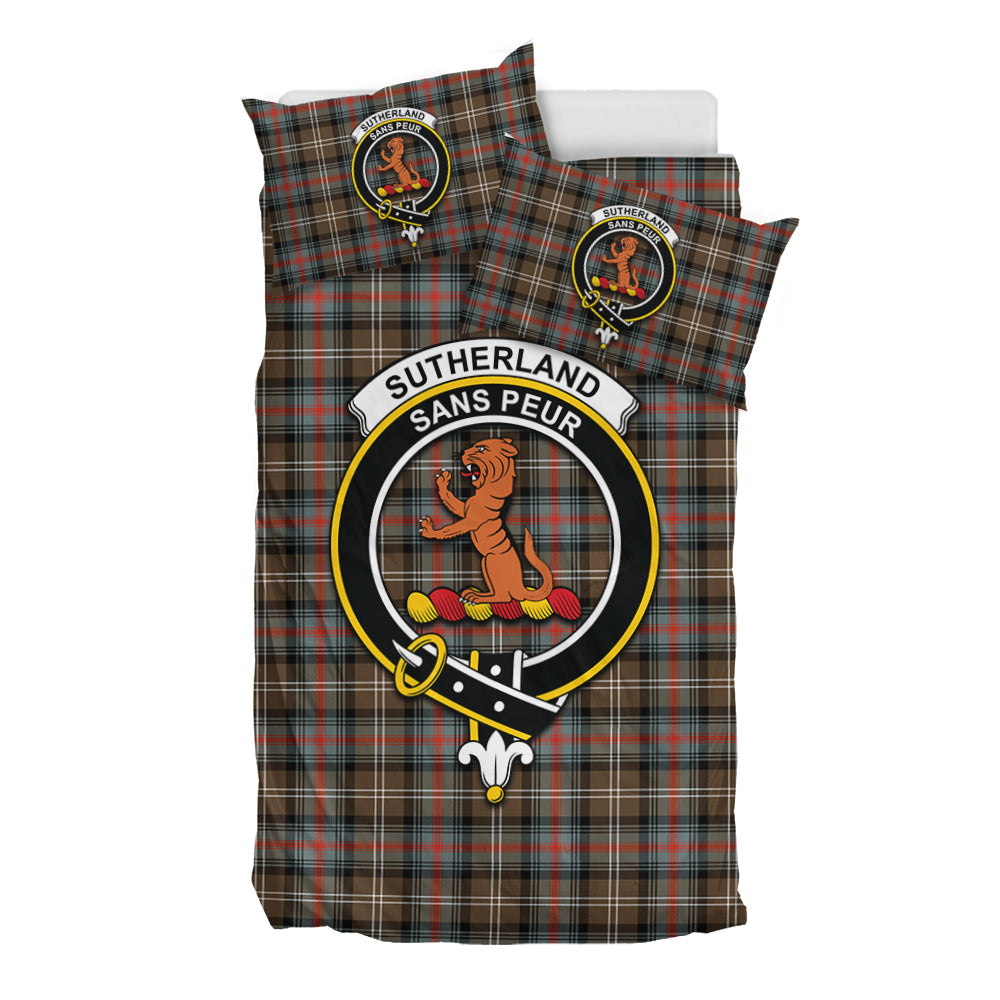 Sutherland Weathered Tartan Bedding Set with Family Crest - Tartan Vibes Clothing