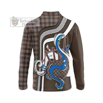 Sutherland Weathered Tartan Long Sleeve Polo Shirt with Epic Bagpipe Style