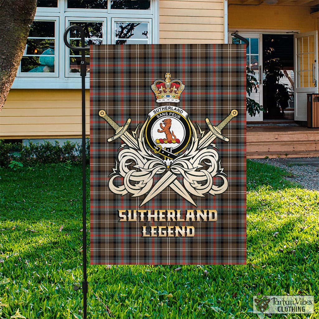 Tartan Vibes Clothing Sutherland Weathered Tartan Flag with Clan Crest and the Golden Sword of Courageous Legacy